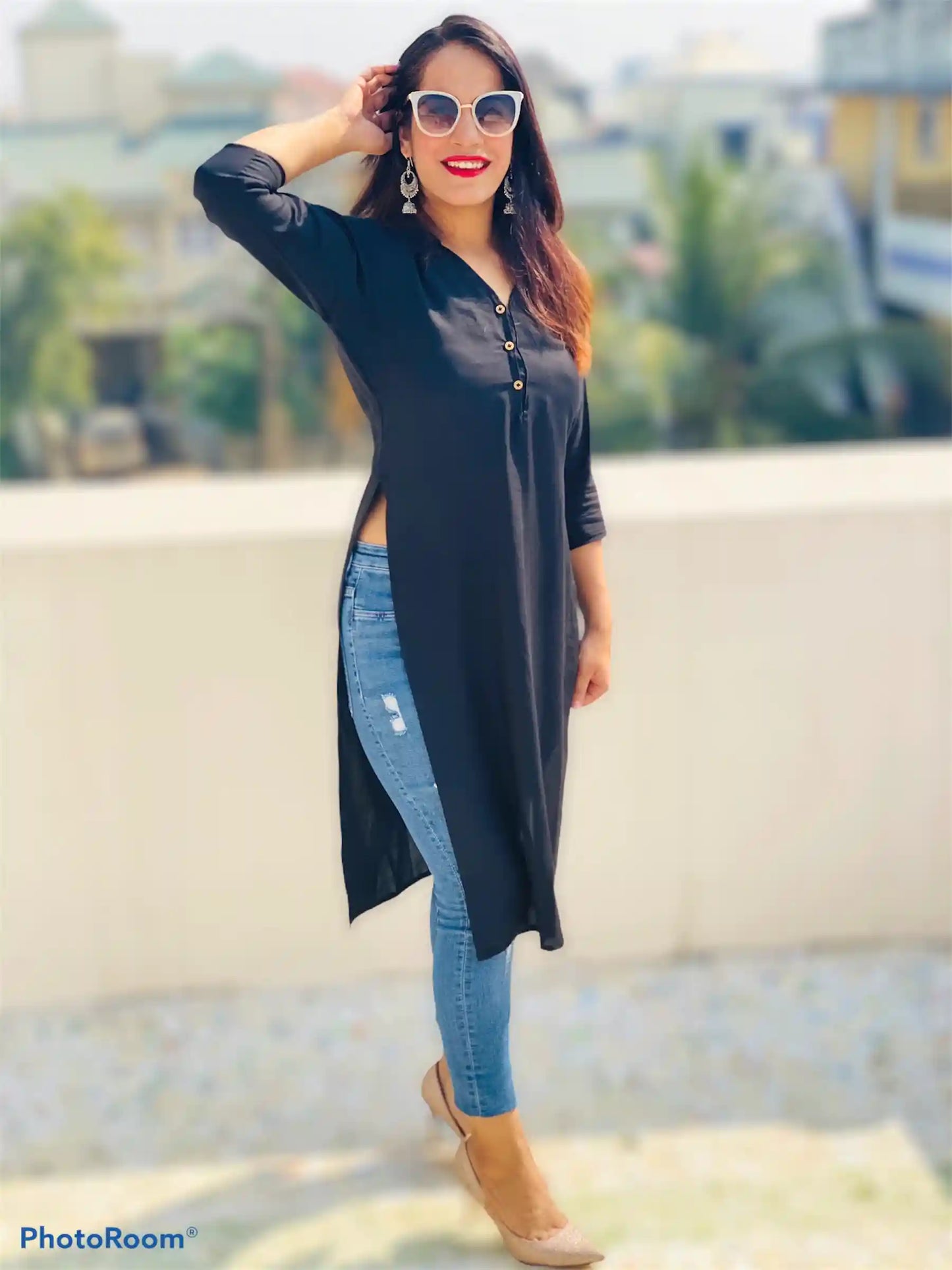 Trendy Black Collar Kurta - Passion for Fashion by Shivani