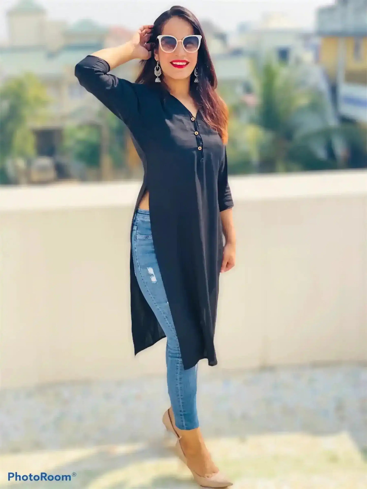 Trendy Black Collar Kurta - Passion for Fashion by Shivani