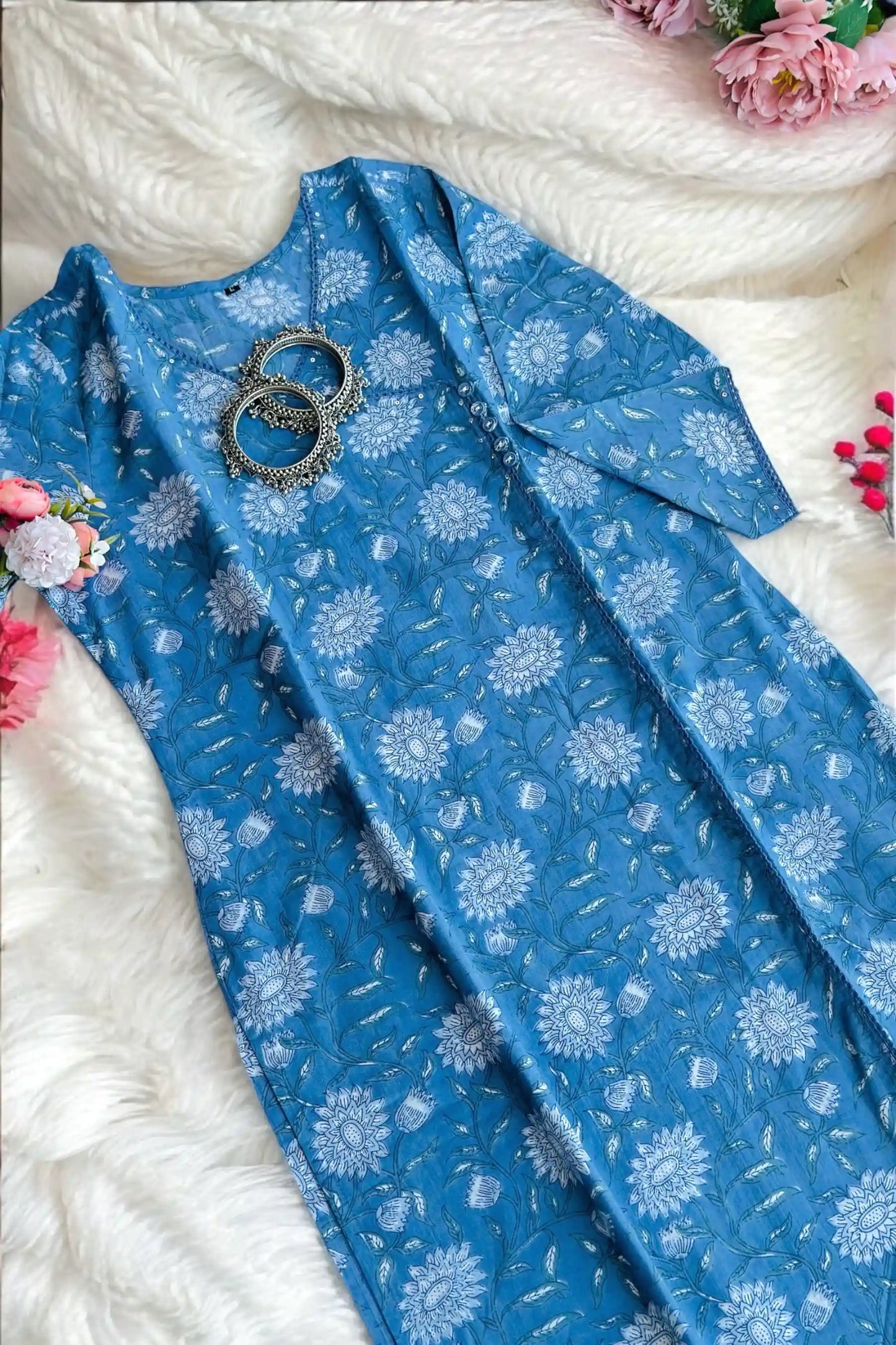 Grey Kalamkari Mul Budget Kurta