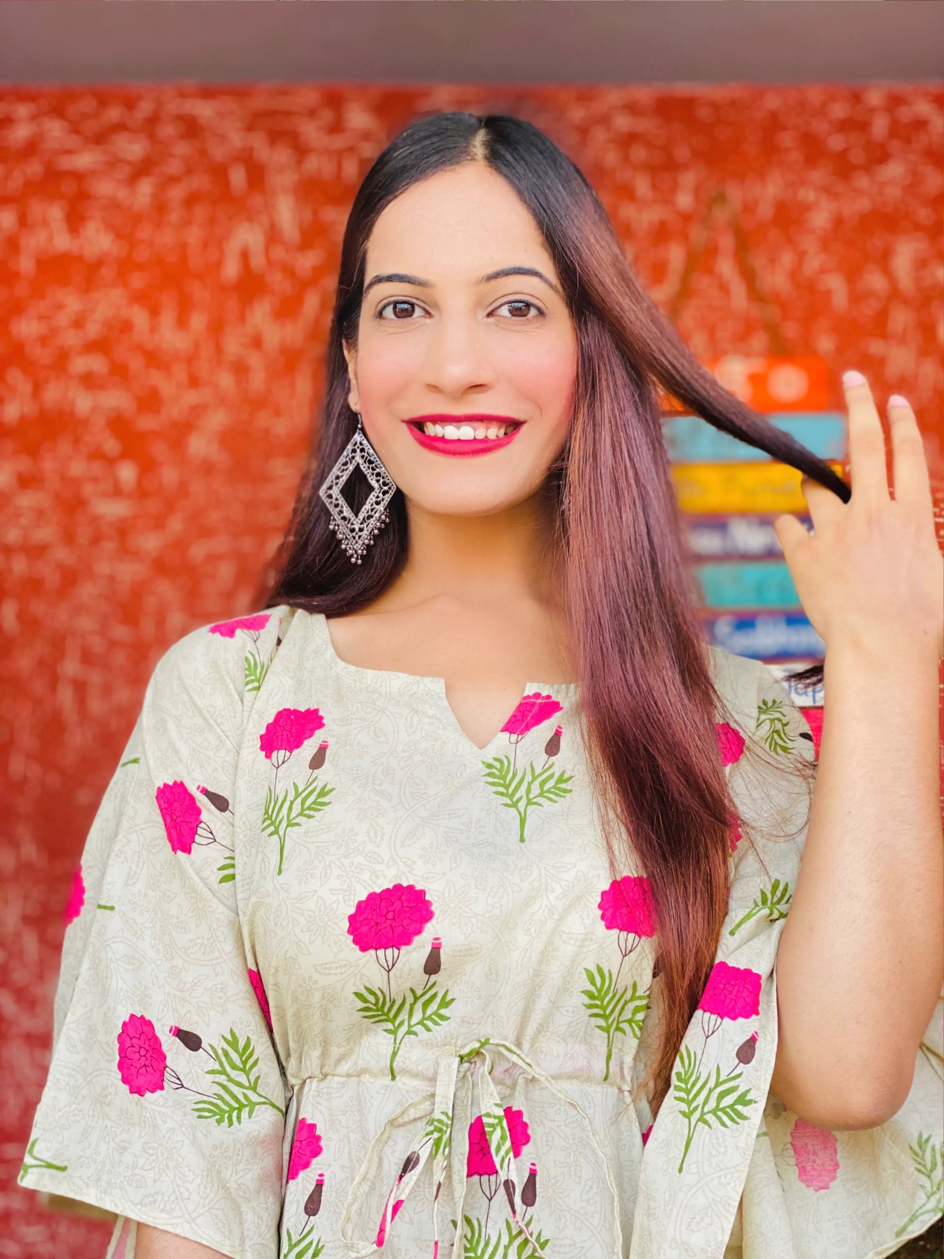 Gorgeous Pink Flower Kaftan Top - Passion for Fashion by Shivani