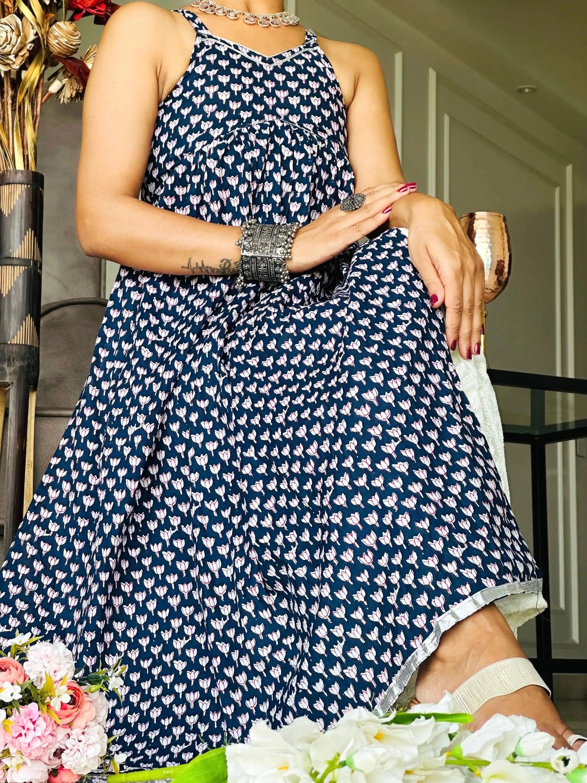 Lotus Blue Jaipuri Nyra Gulnaz Kurta - Passion for Fashion by Shivani