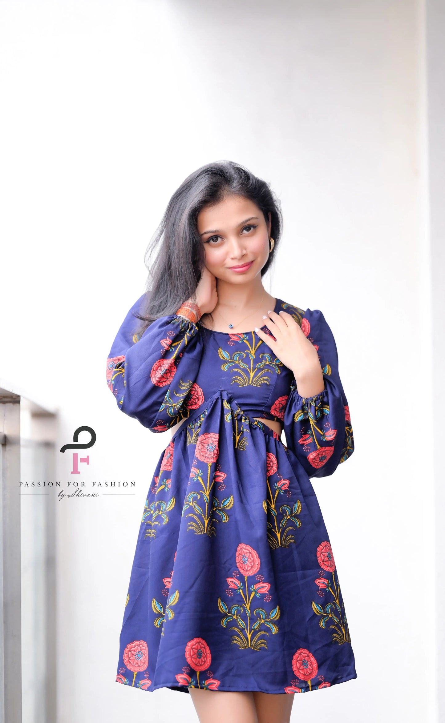 Asure Blue Blockprint Twirl Dress