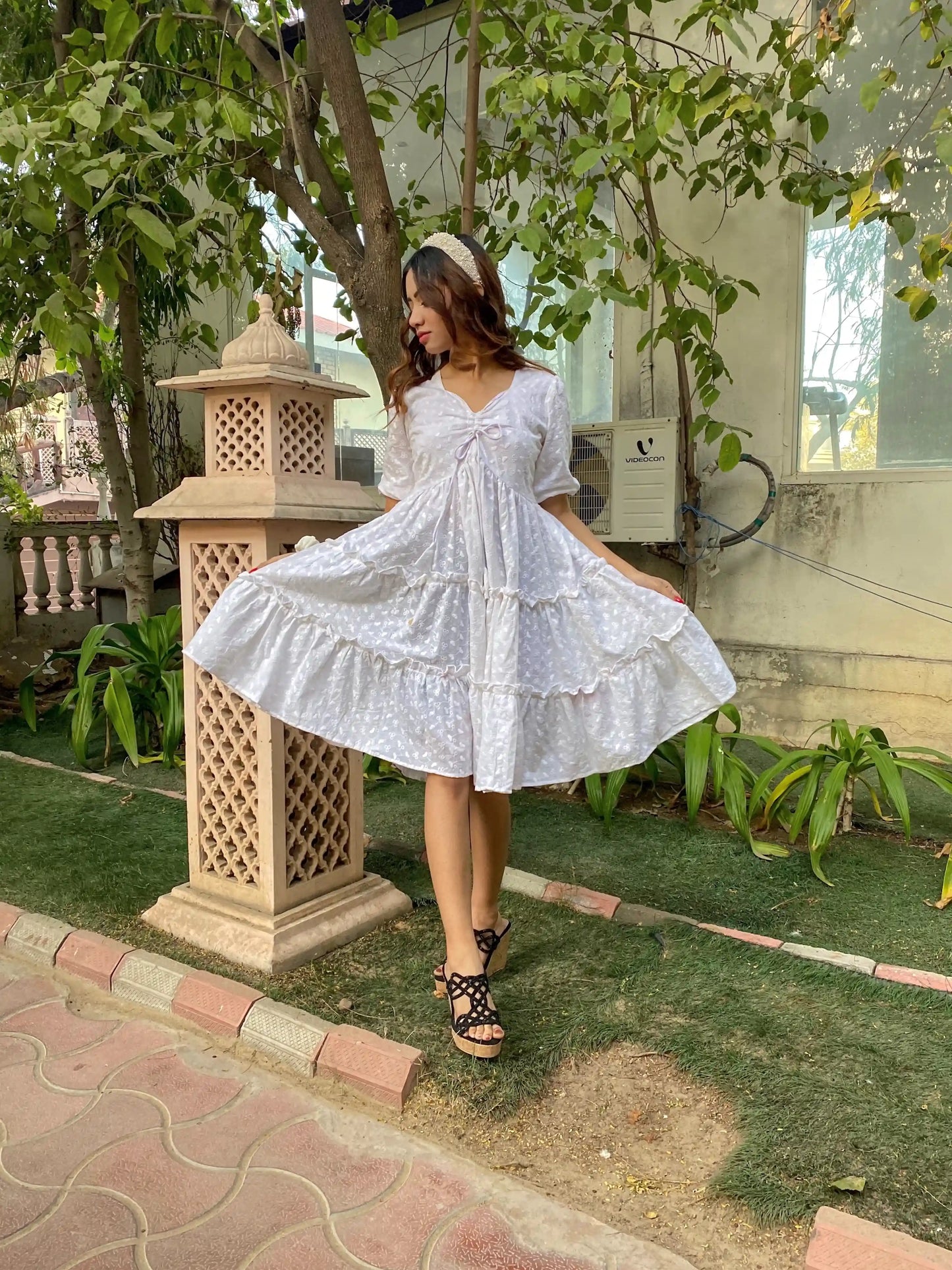 Ivory Bloom Tier Dress - Passion for Fashion by Shivani