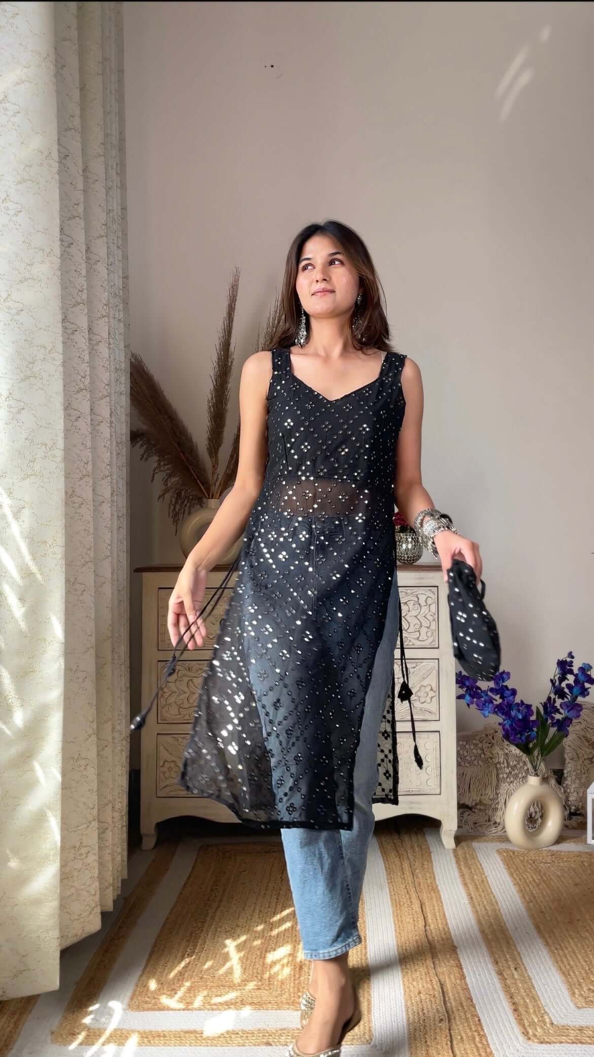 Swati's Twilight Black Gulnaz Kurta