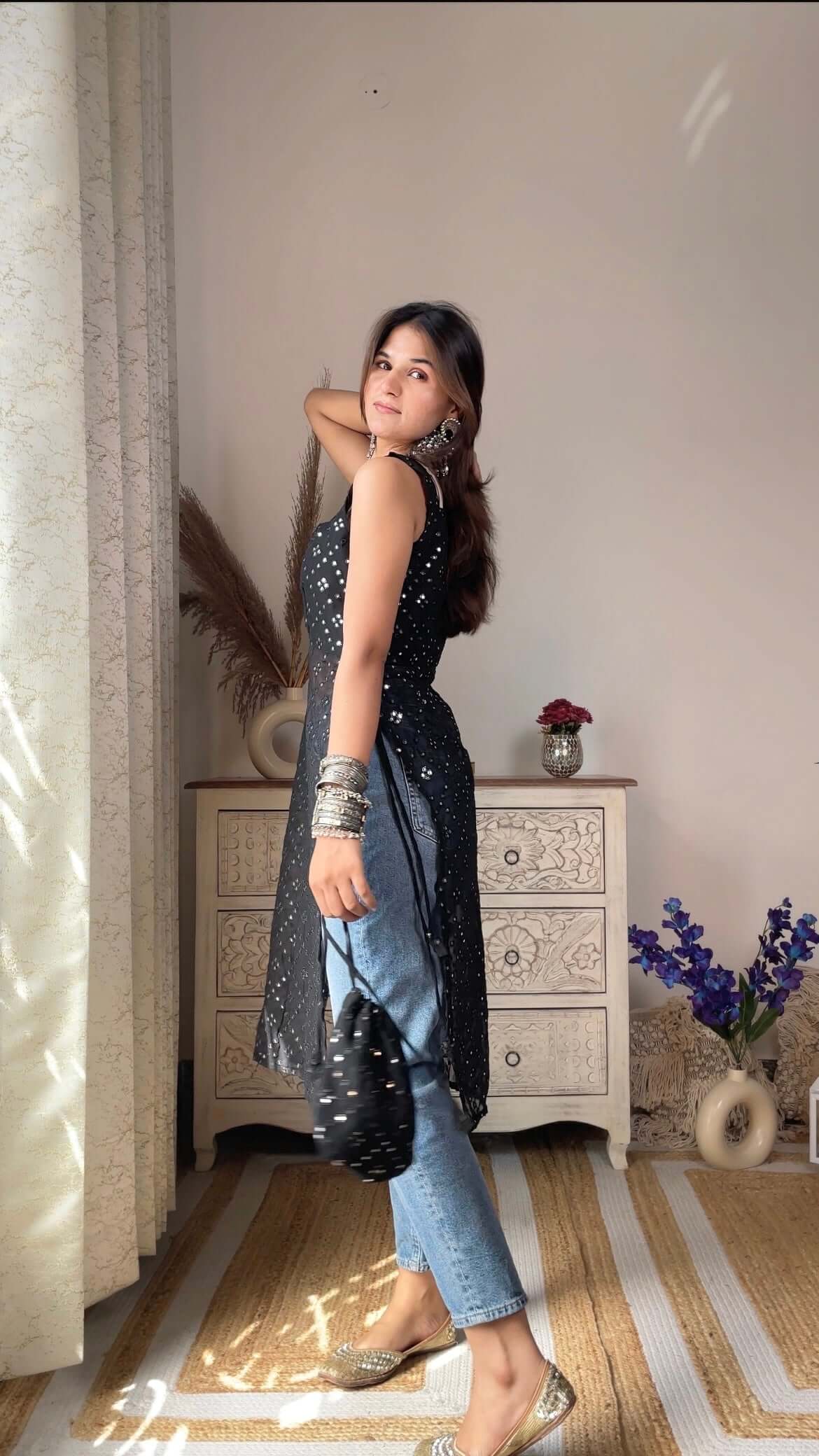 Swati's Twilight Black Gulnaz Kurta