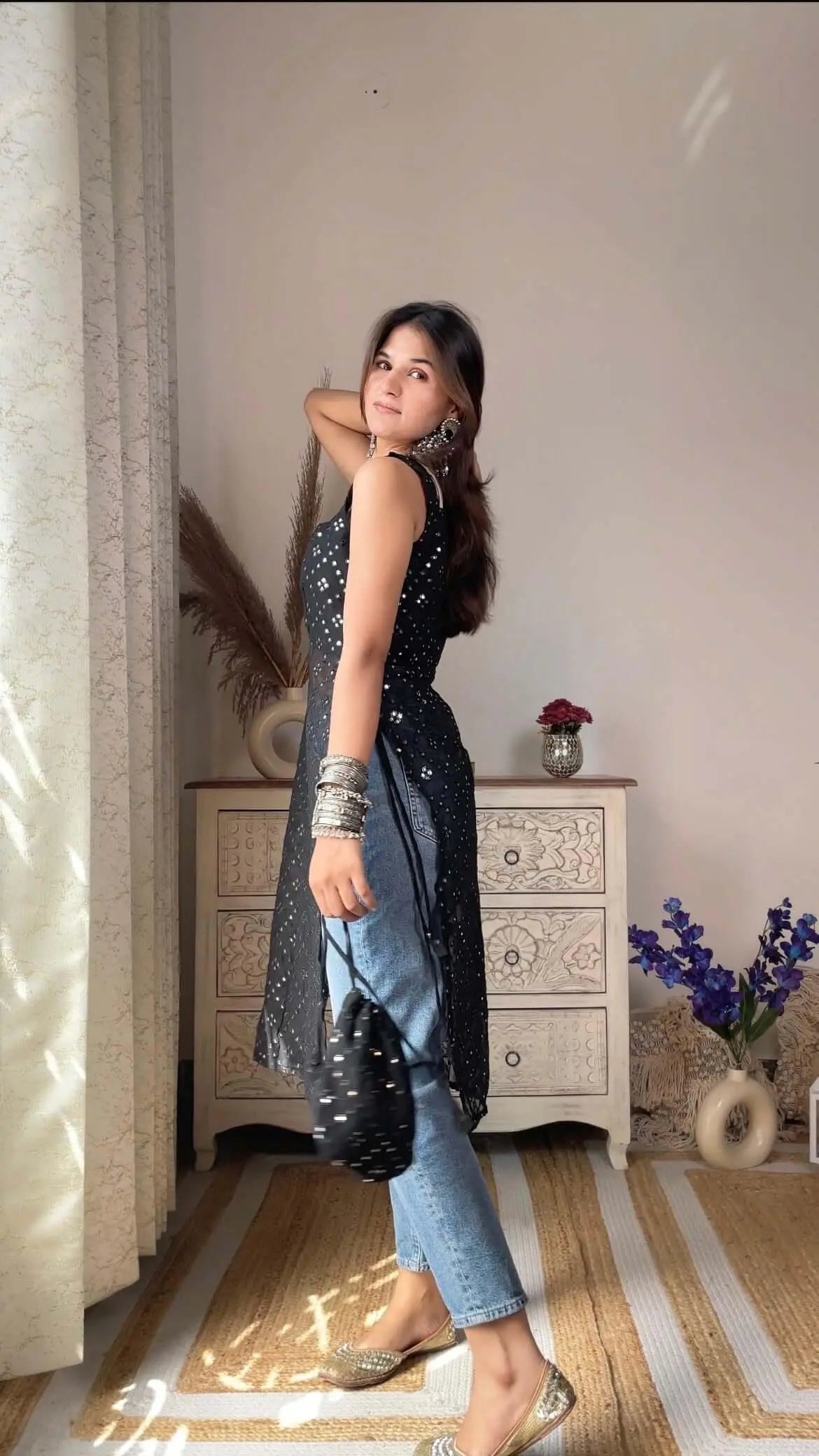 Swati's Twilight Black Gulnaz Kurta