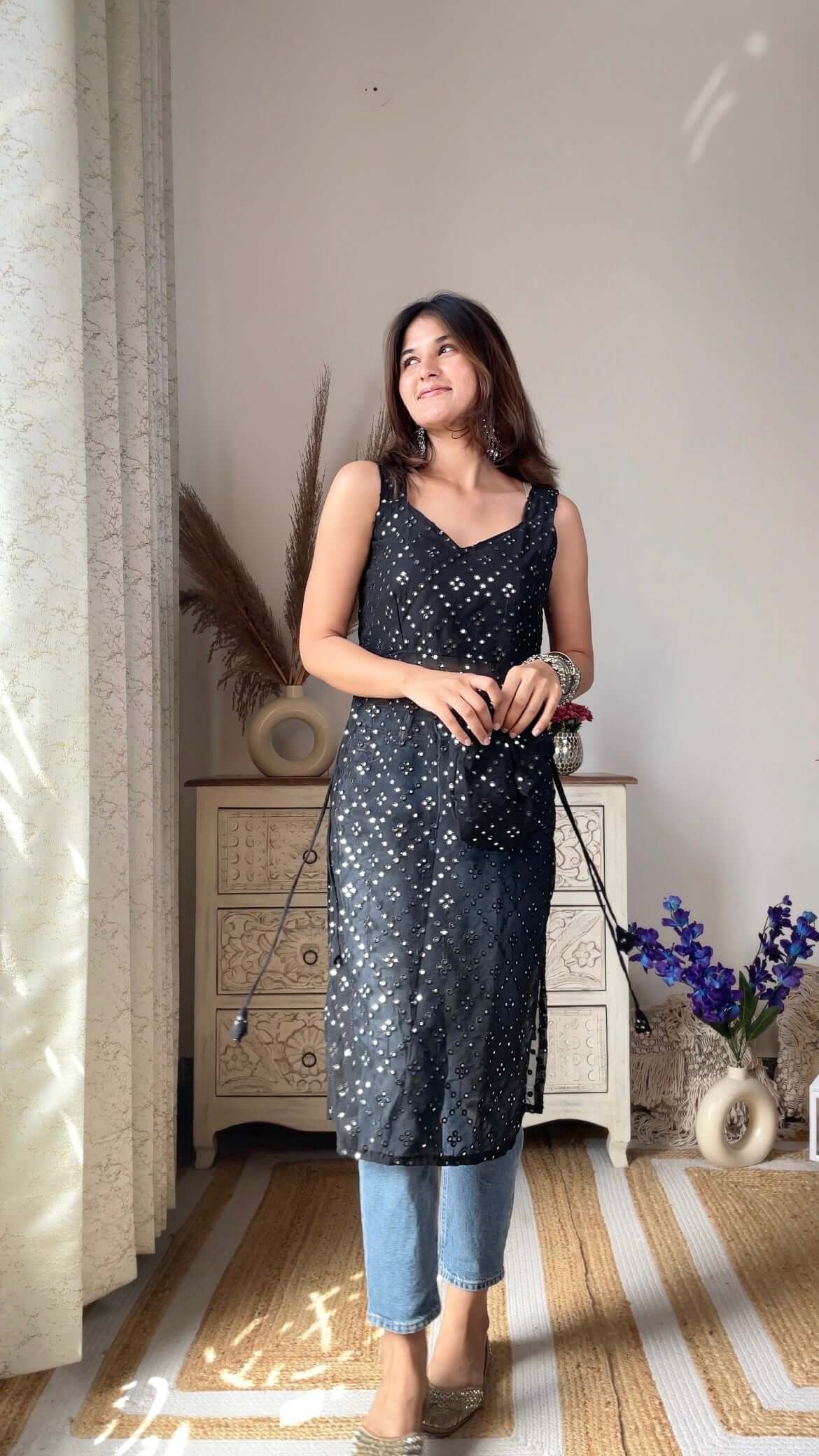 Swati's Twilight Black Gulnaz Kurta