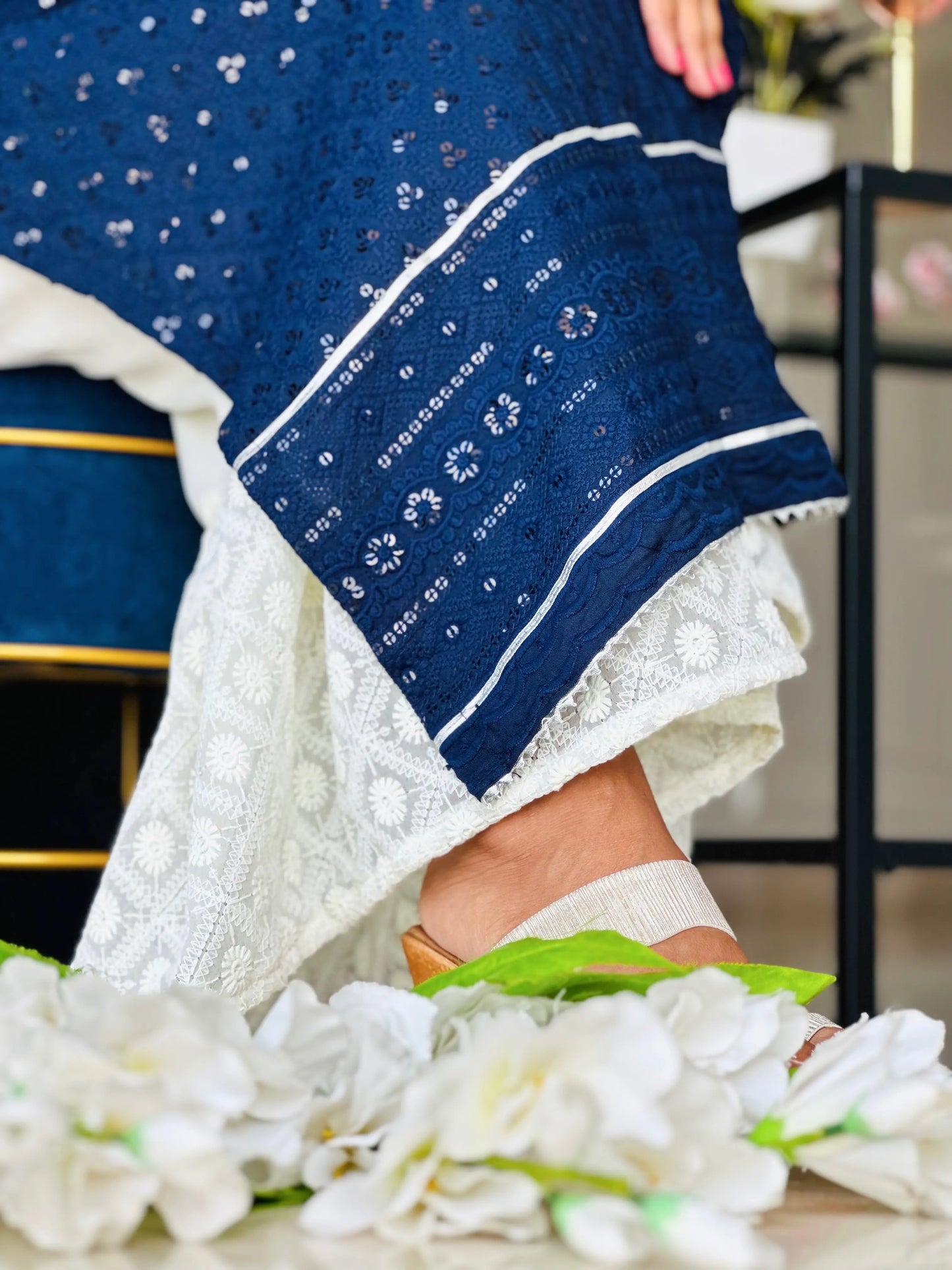 Liberty Blue Dori Sequence Gulnaz Kurta