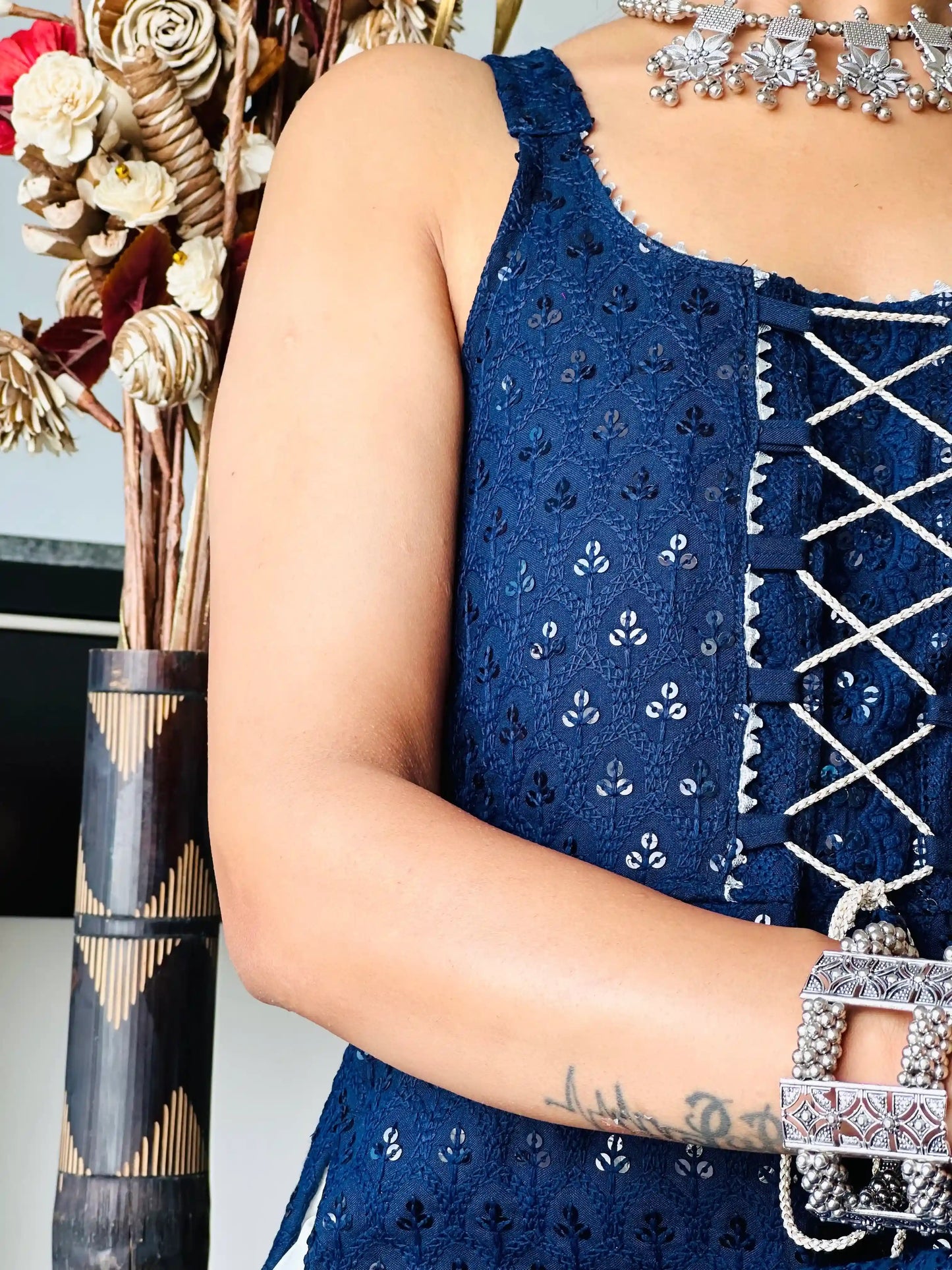 Liberty Blue Dori Sequence Gulnaz Kurta