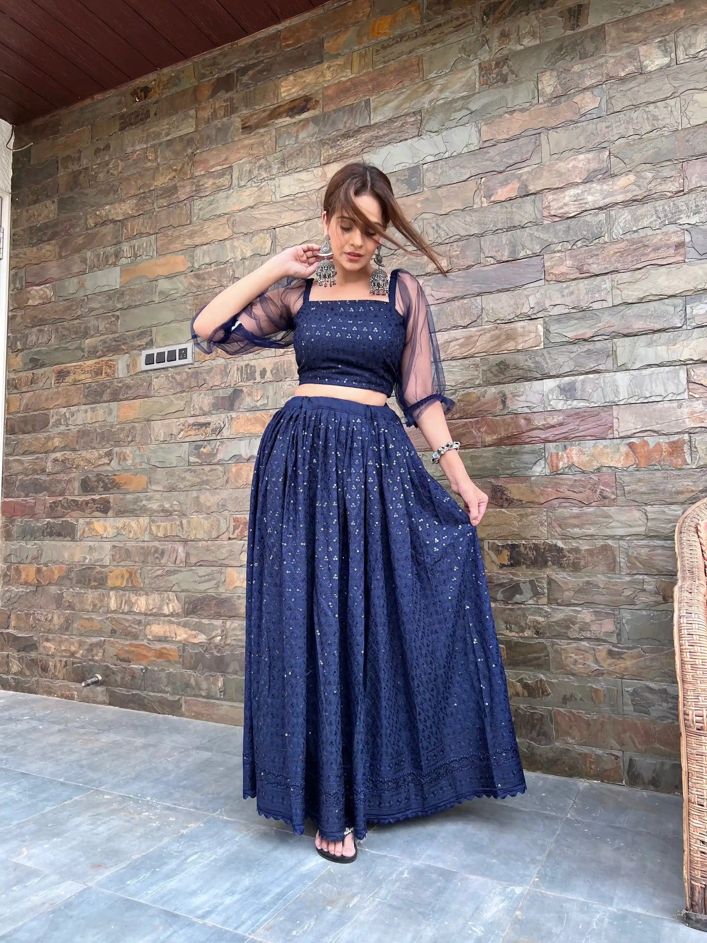 Fenil's Blue Gulnaz Skirt Ensemble