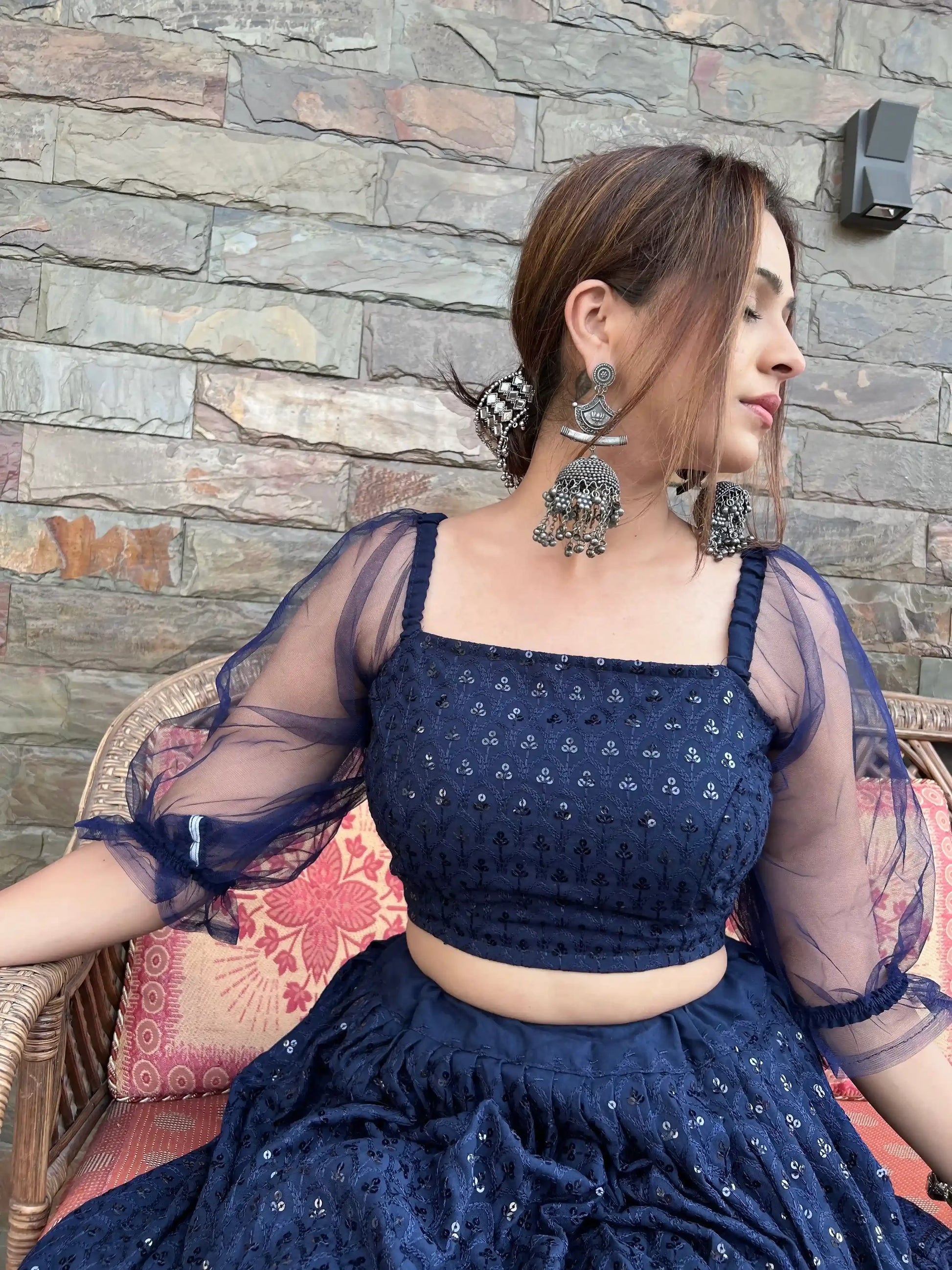 Fenil's Blue Gulnaz Skirt Ensemble - Passion for Fashion by Shivani