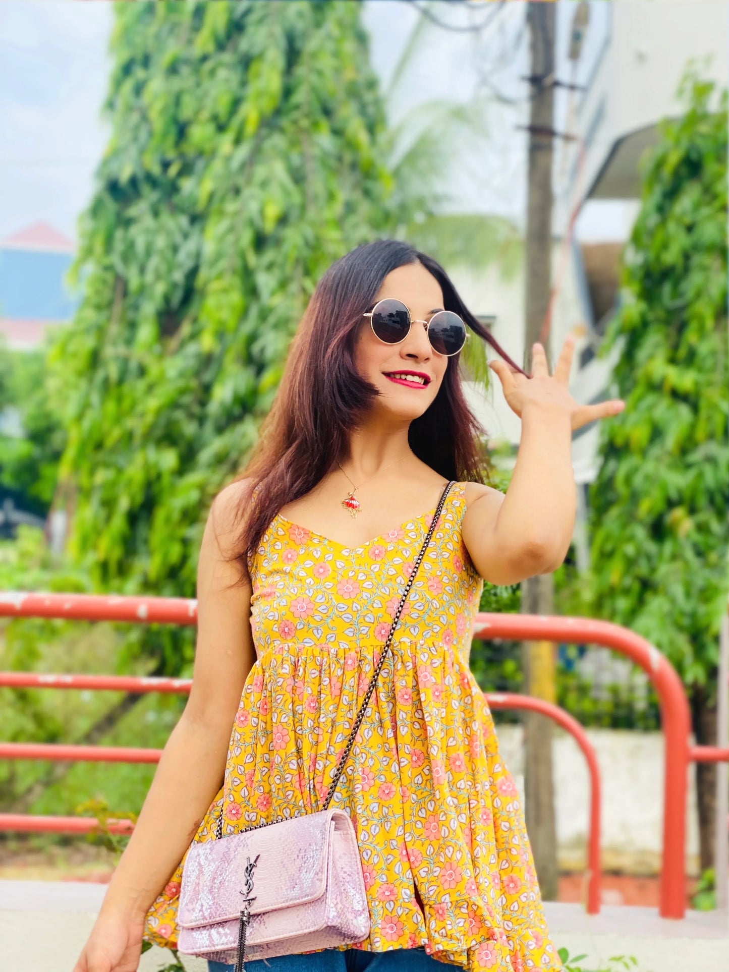 Mulmul Bliss Floral Peplum Top