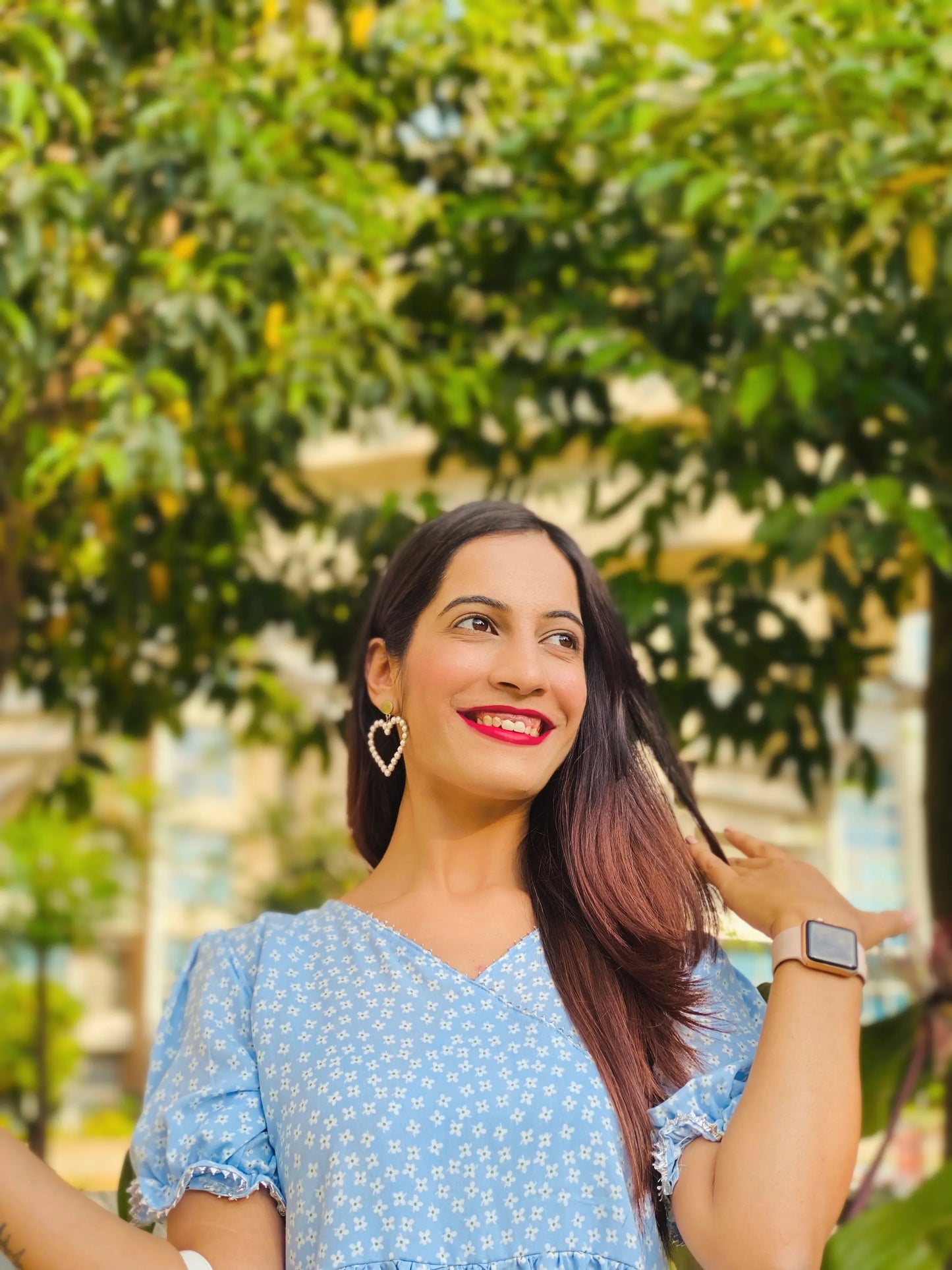Blush Blue Puff Peplum Top - Passion for Fashion by Shivani