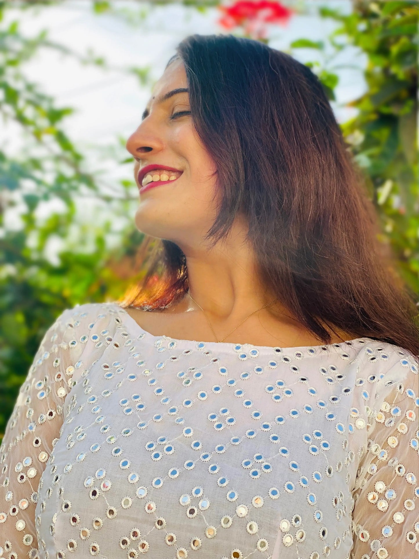 Soft White Mirror Gulnaz Kurta