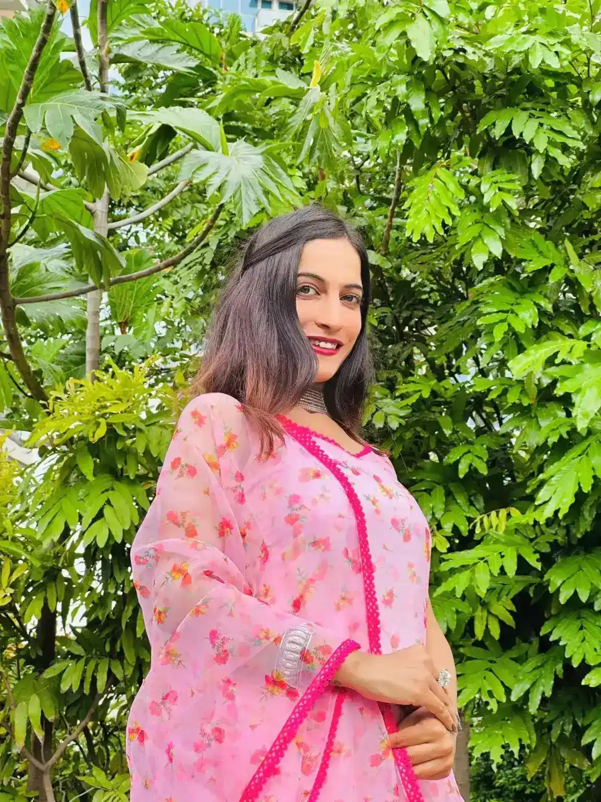 Pink Blush Organza Gulnaz Kurta