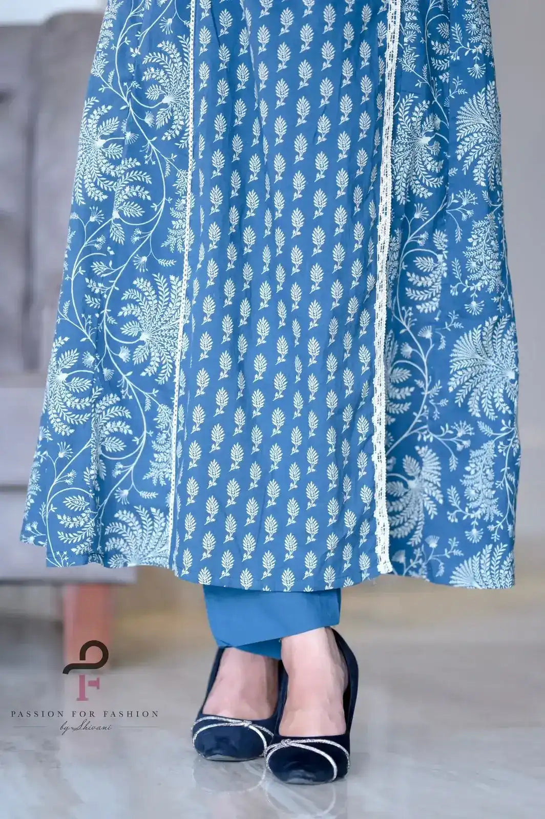 Sparkling Blue Meher Anarkali Suit Set