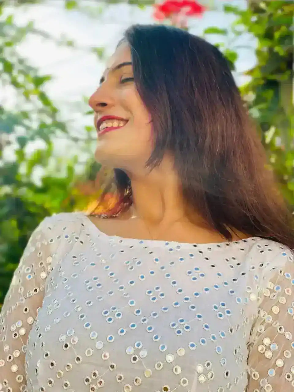 Soft White Mirror Gulnaz Kurta