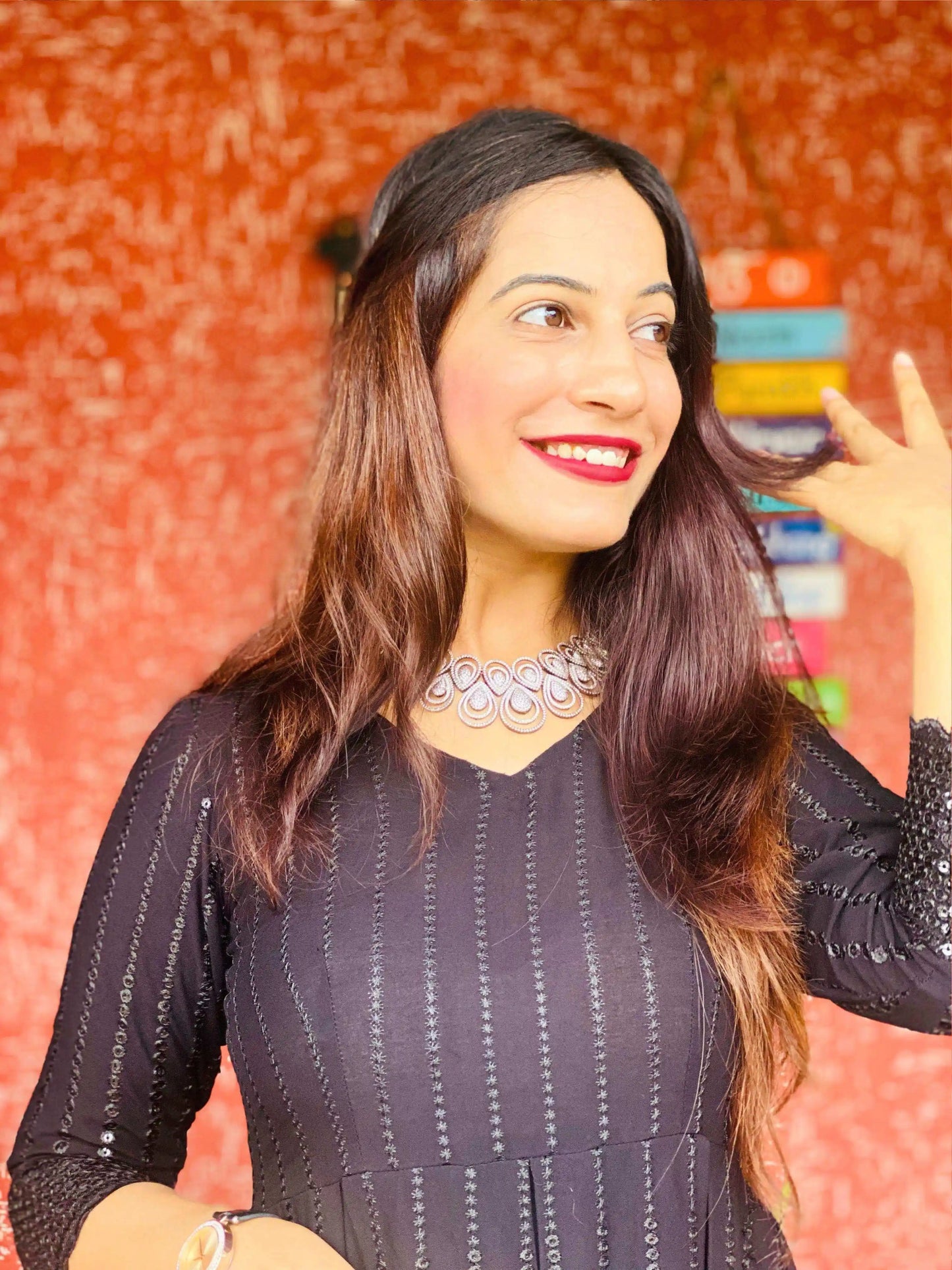 Elegant Black Sequence Embroidered Gulnaz Cord