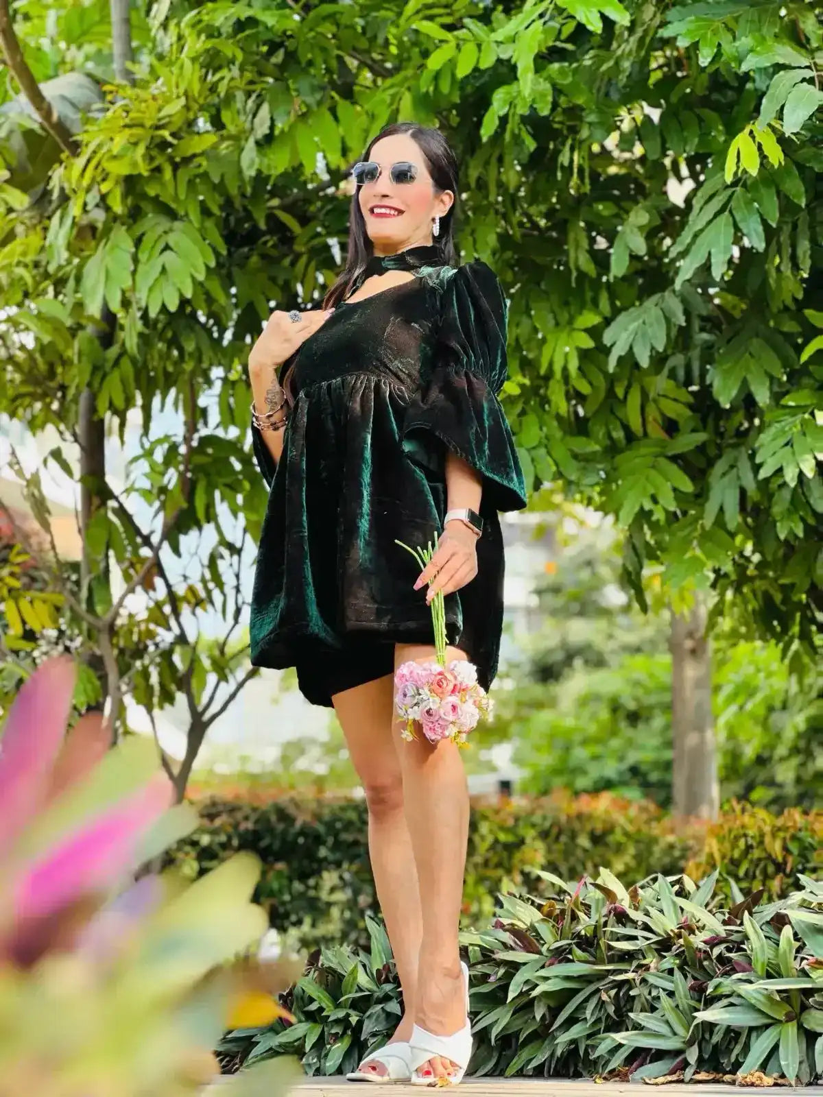Spring Green Collar Mini Dress
