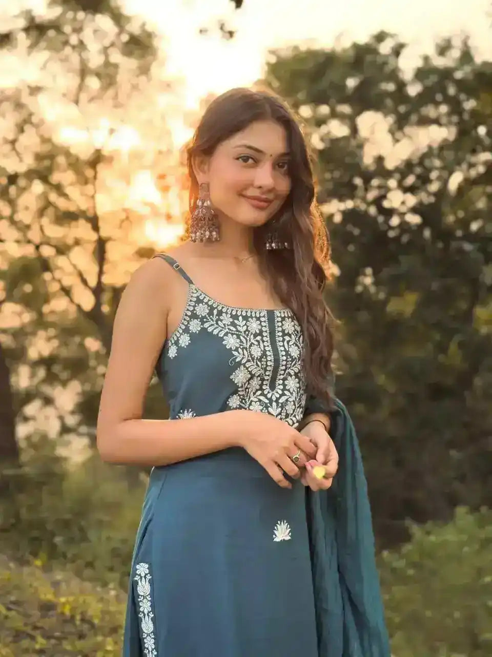 Deep Teal Embroidered Meher Suit