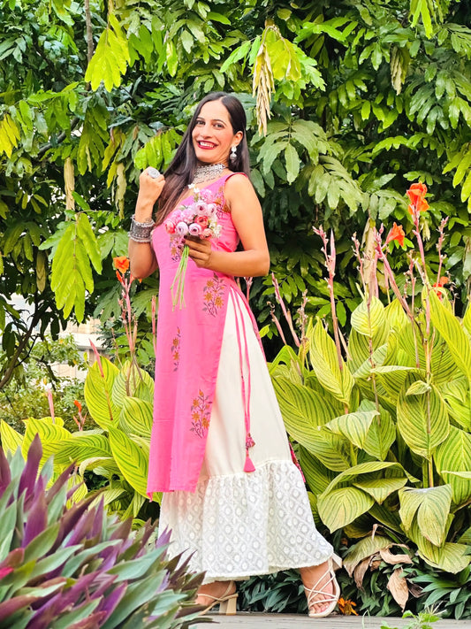 The Pink Block Print Rangriti Budget Kurta