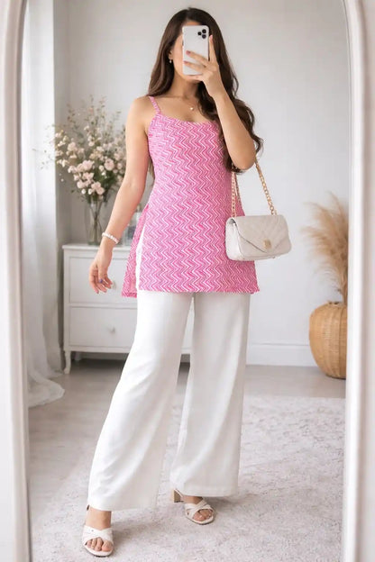Pink Rangriti Budget Kurta
