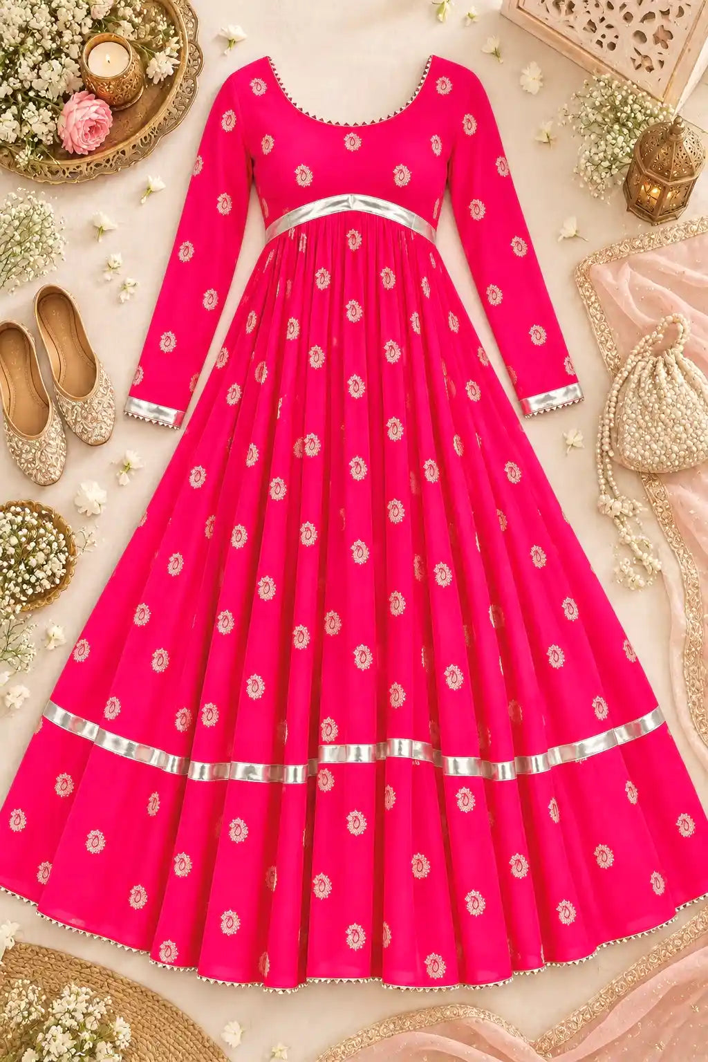 Royal Pink Gulnaz Embroidered Anarkali