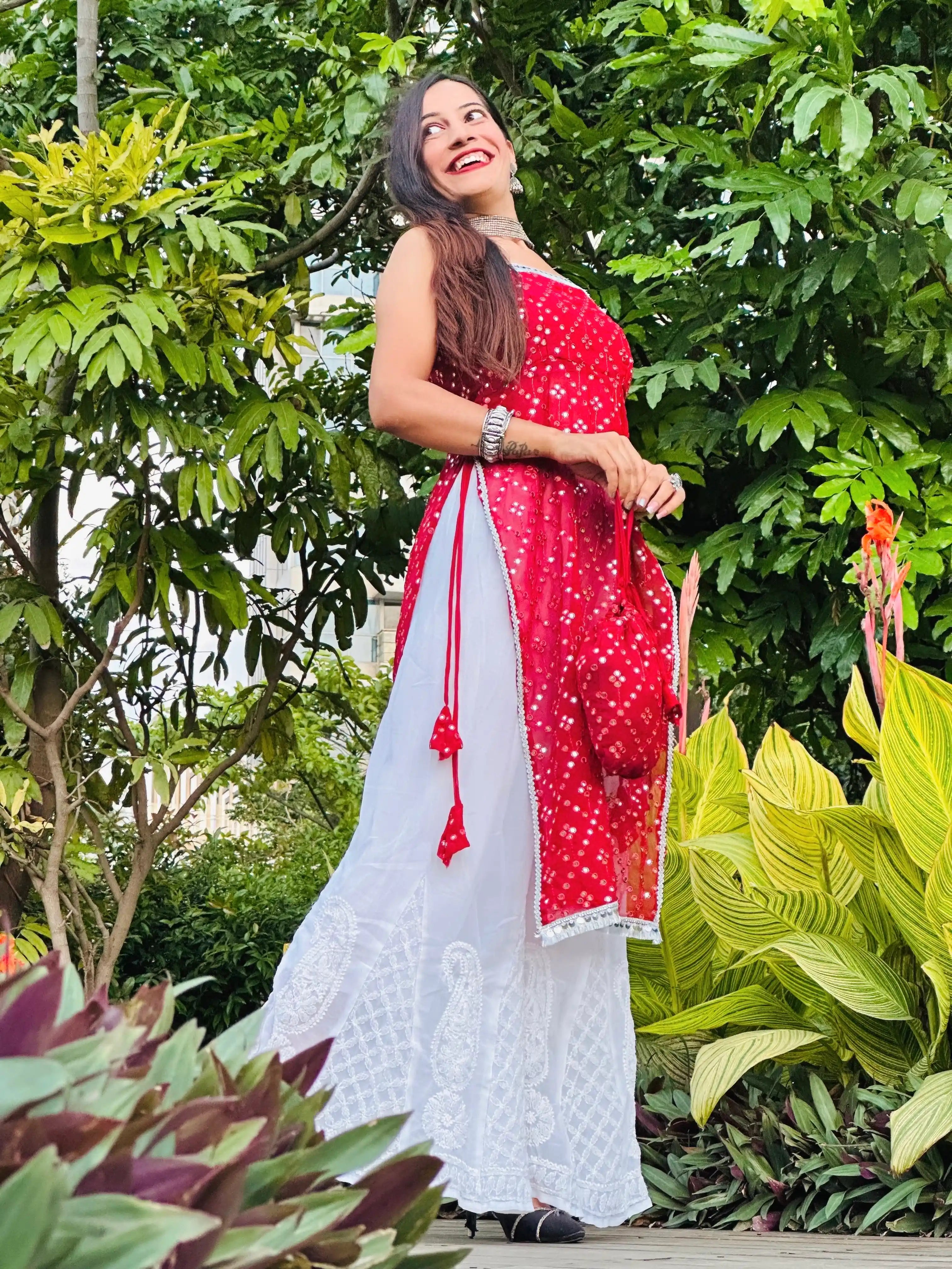 Designer Maroon Embellished Gulnaz Kurta