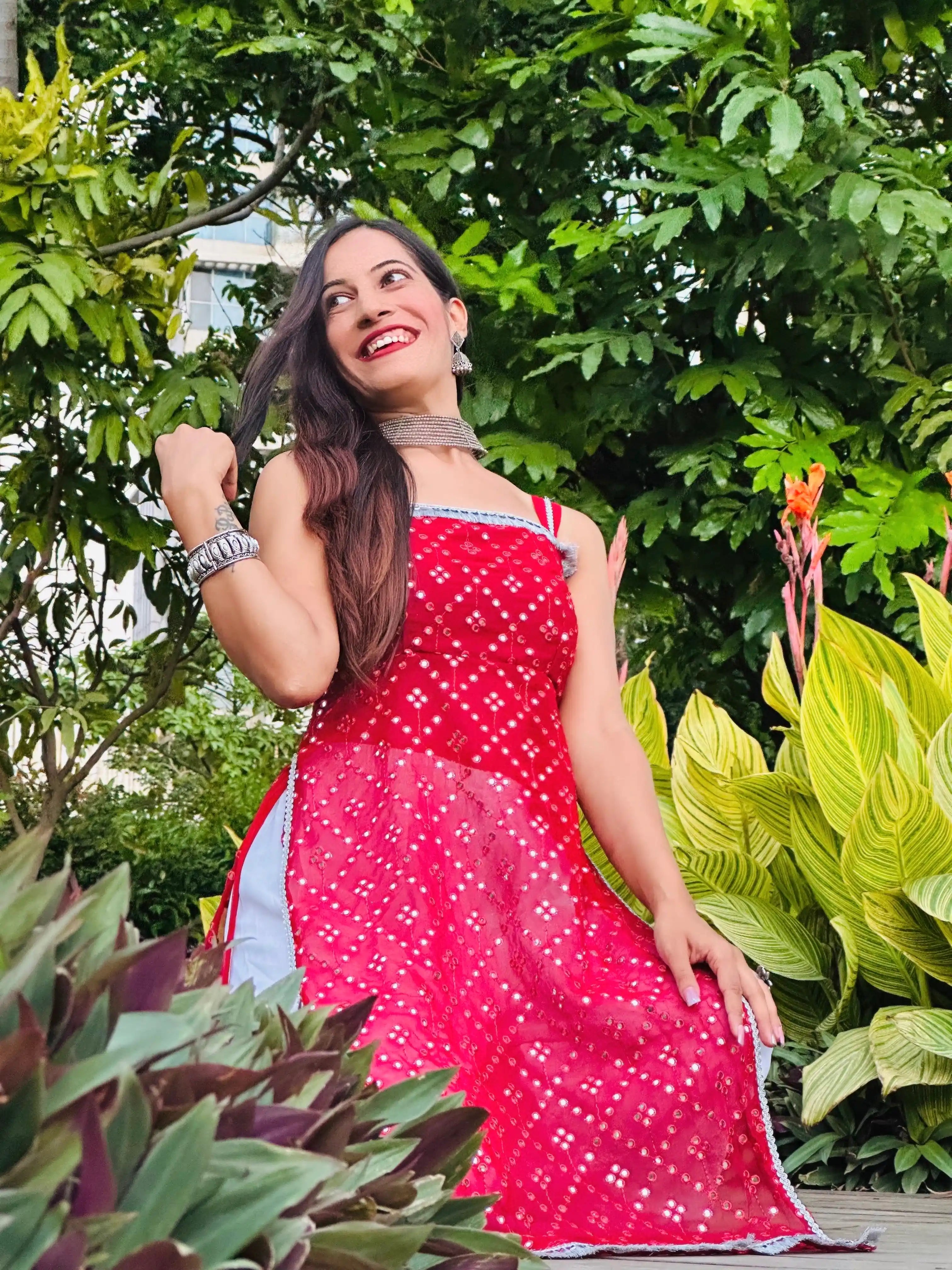 Designer Maroon Embellished Gulnaz Kurta