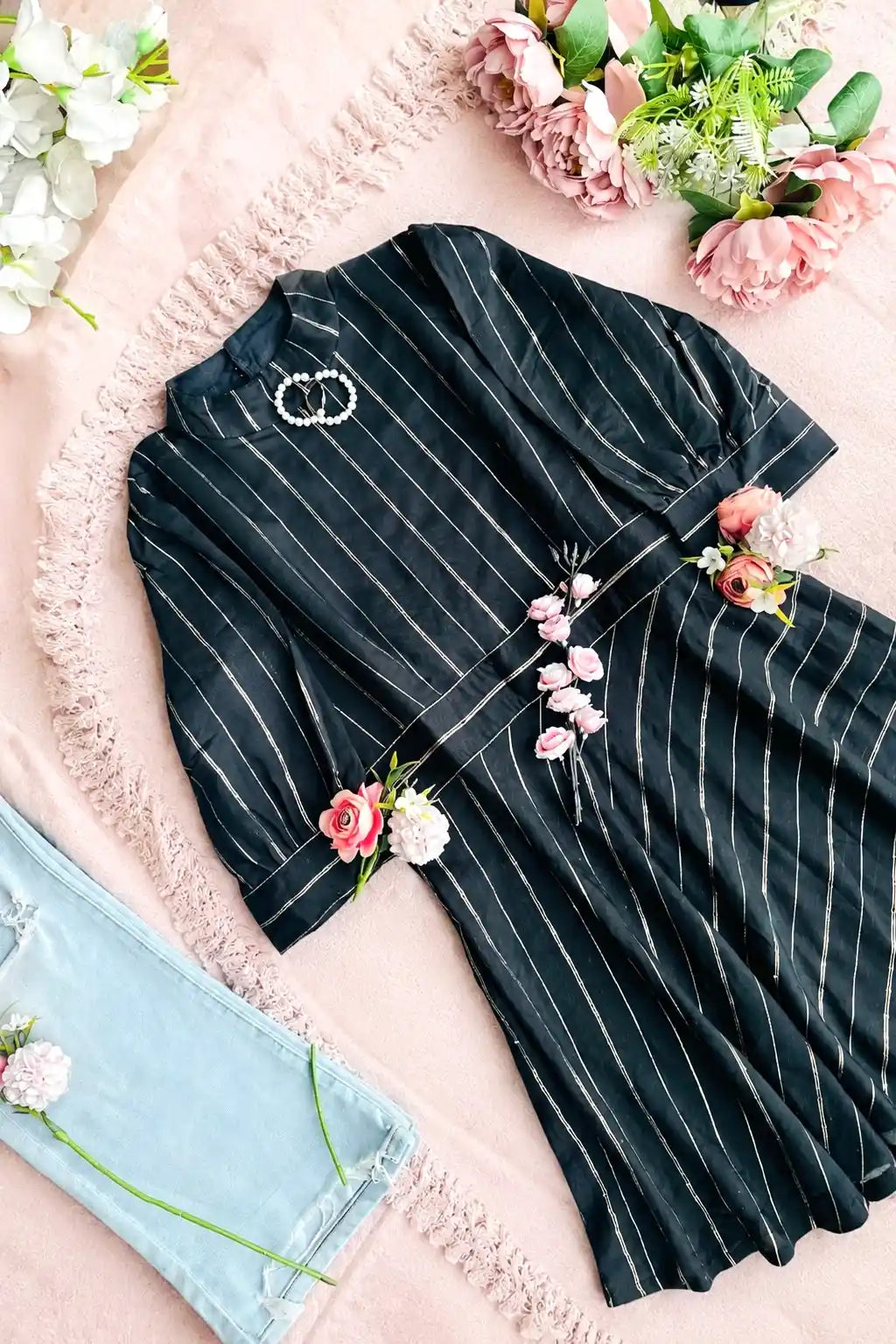 Smoky Black Gulnaz Peplum Top