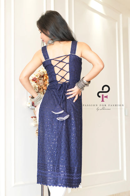 Daisy Blue Sequence Dori Gulnaz Kurta