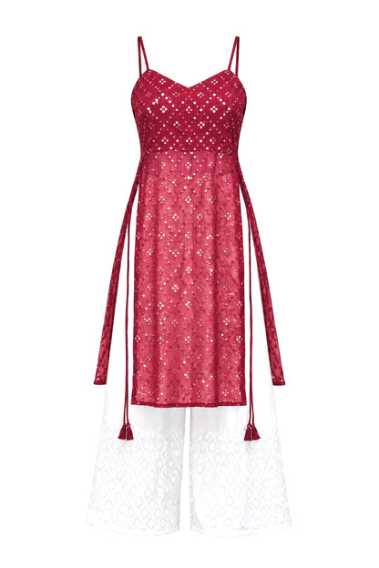 Gulnaz Maroon Hand Embellished Kurta