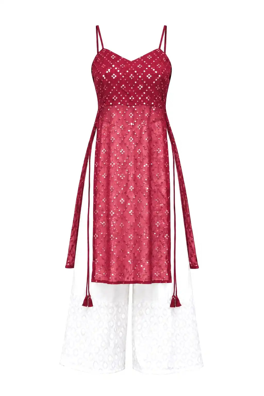 Gulnaz Maroon Hand Embellished Kurta