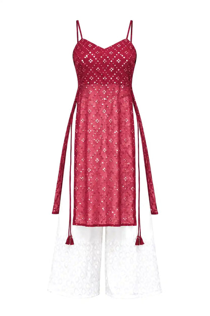 Gulnaz Maroon Hand Embellished Kurta
