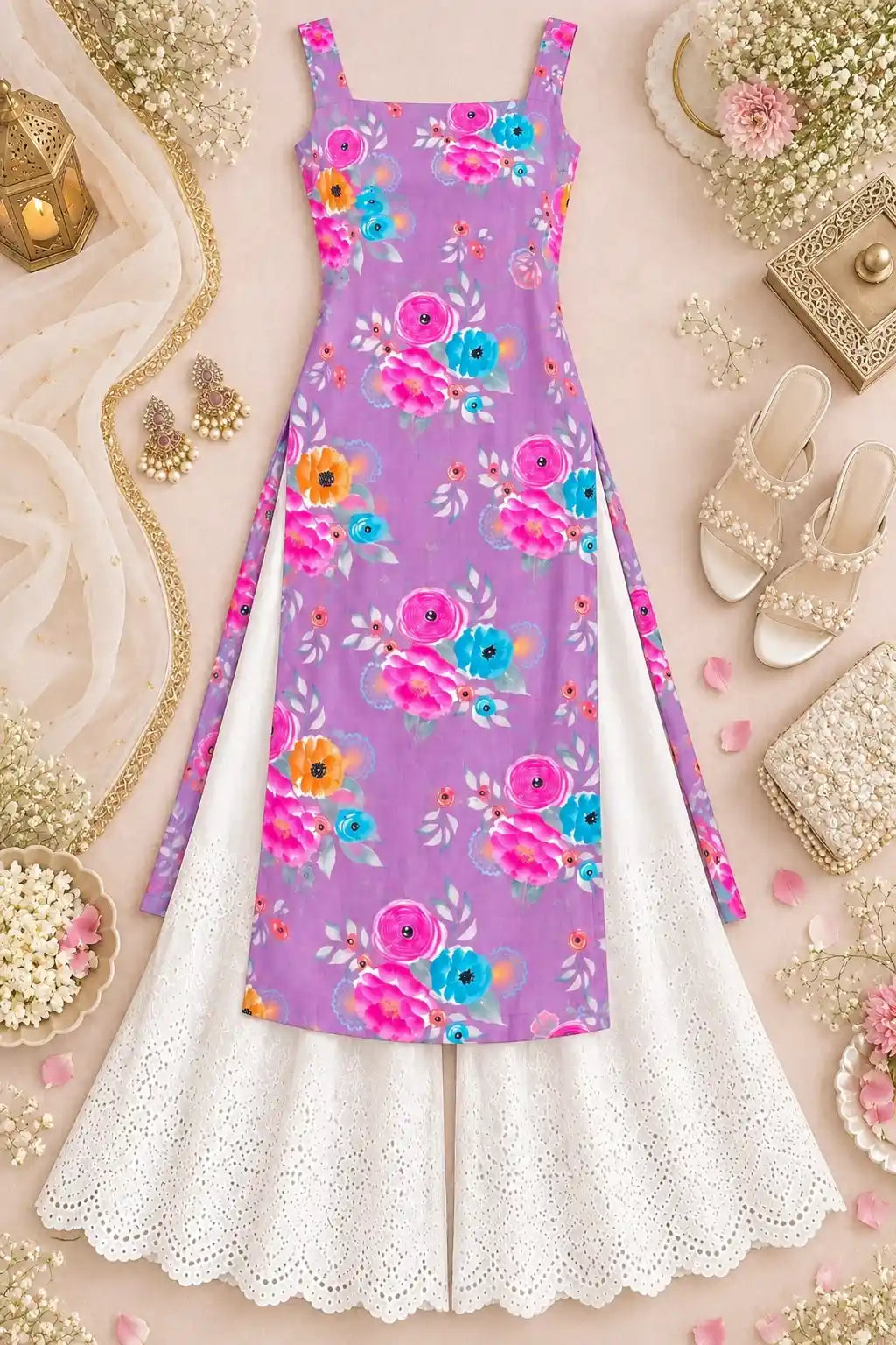 Gulnaz Lilac Blossom Printed Kurta