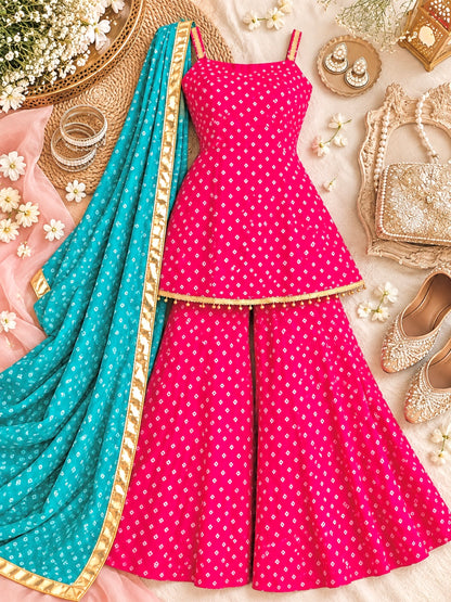 Pink Bandhej Gulnaz Meher Suit