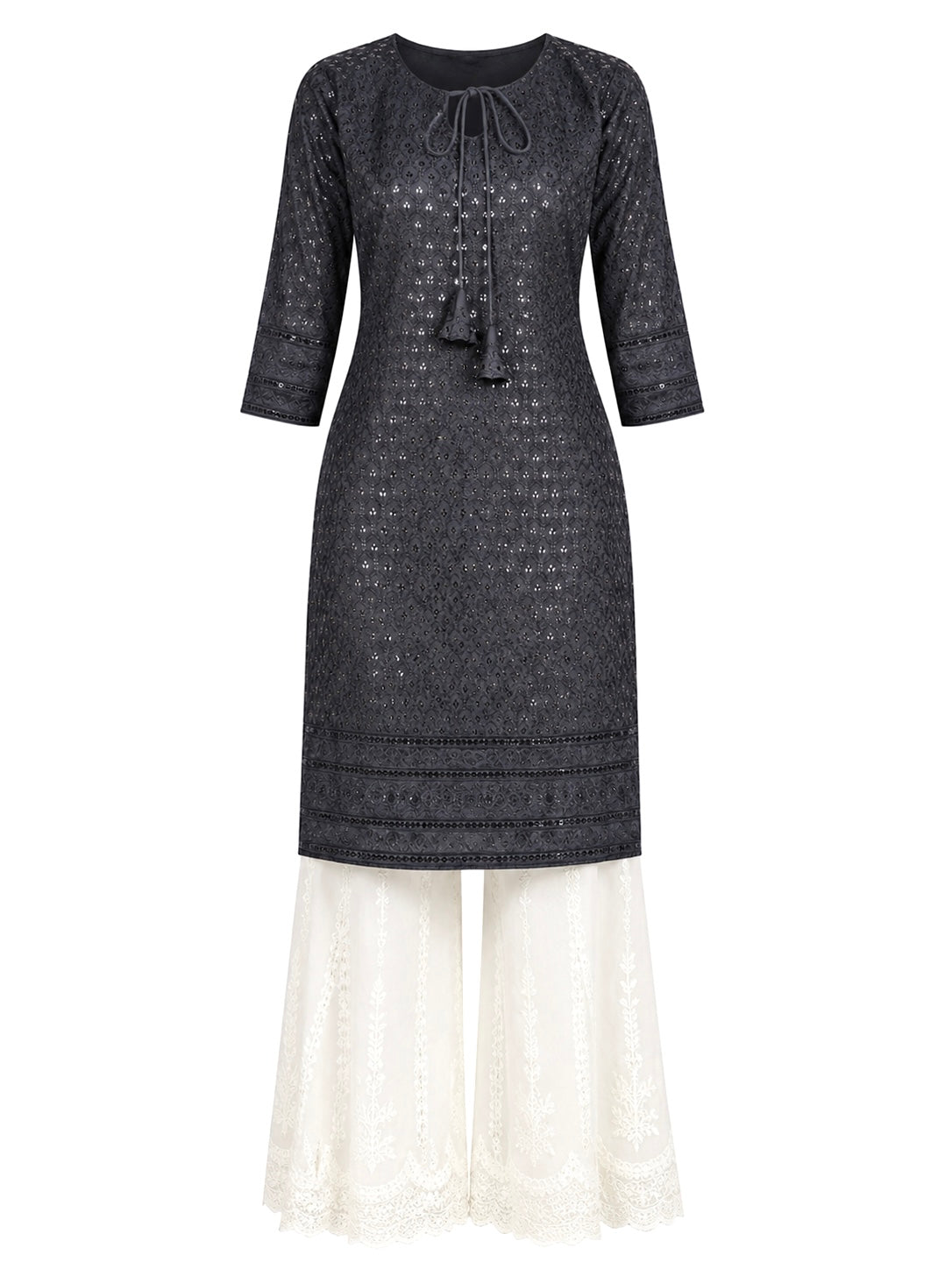 Gulnaz Black Sequin Embroidered Kurta