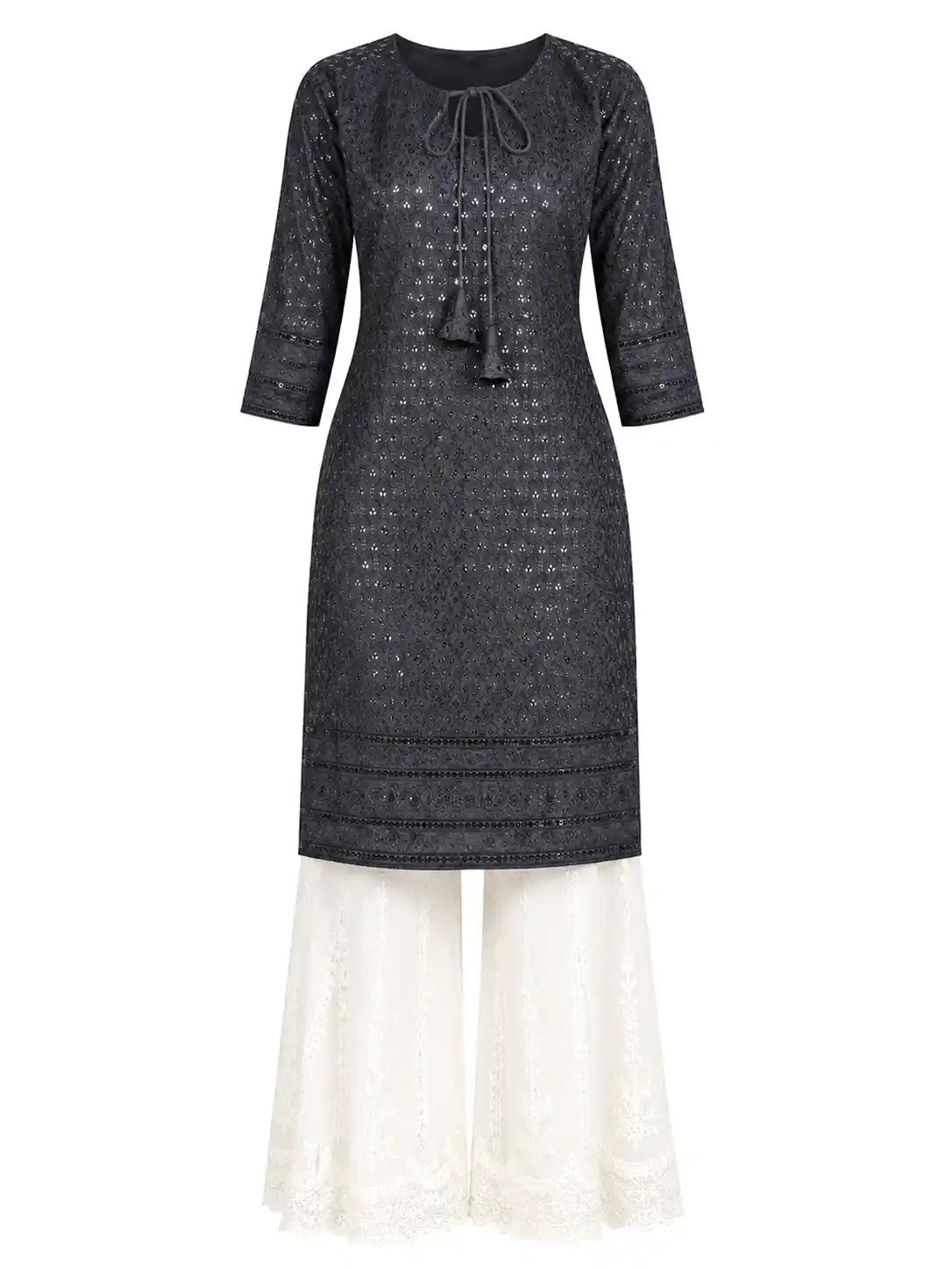 Gulnaz Black Sequin Embroidered Kurta