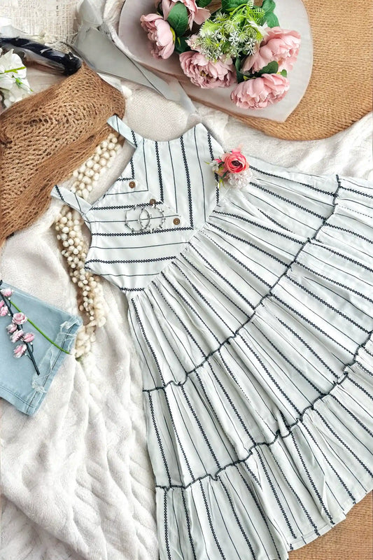 Titanium White Gulnaz Frill Kurta
