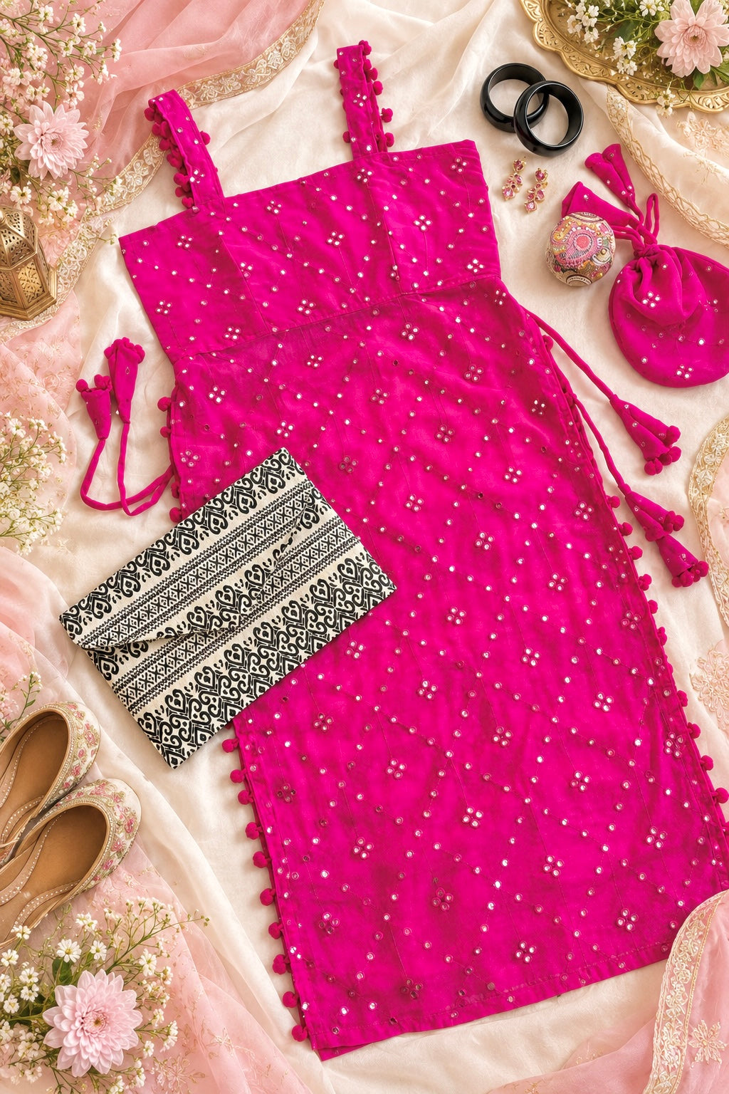 Shimmer Pink Embroidered Gulnaz Kurta