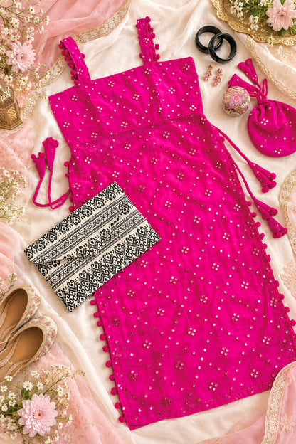 Shimmer Pink Embroidered Gulnaz Kurta