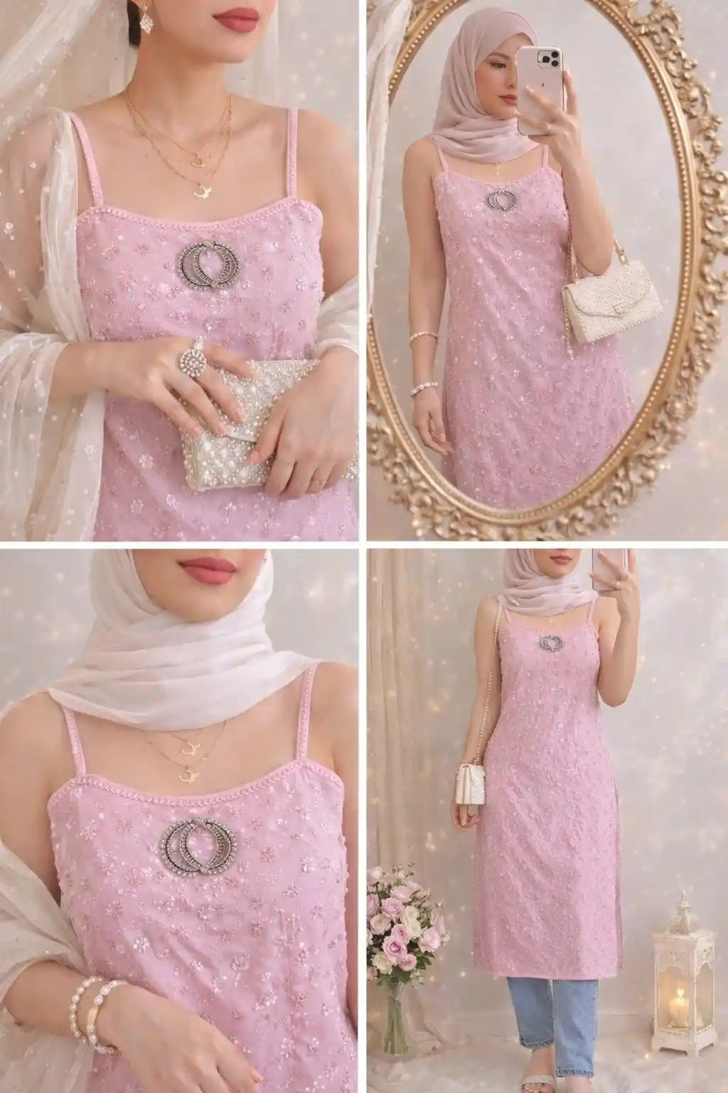 Chand Pink Mirror Gulnaz Kurta