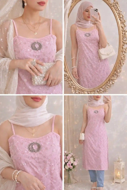 Chand Pink Mirror Gulnaz Kurta
