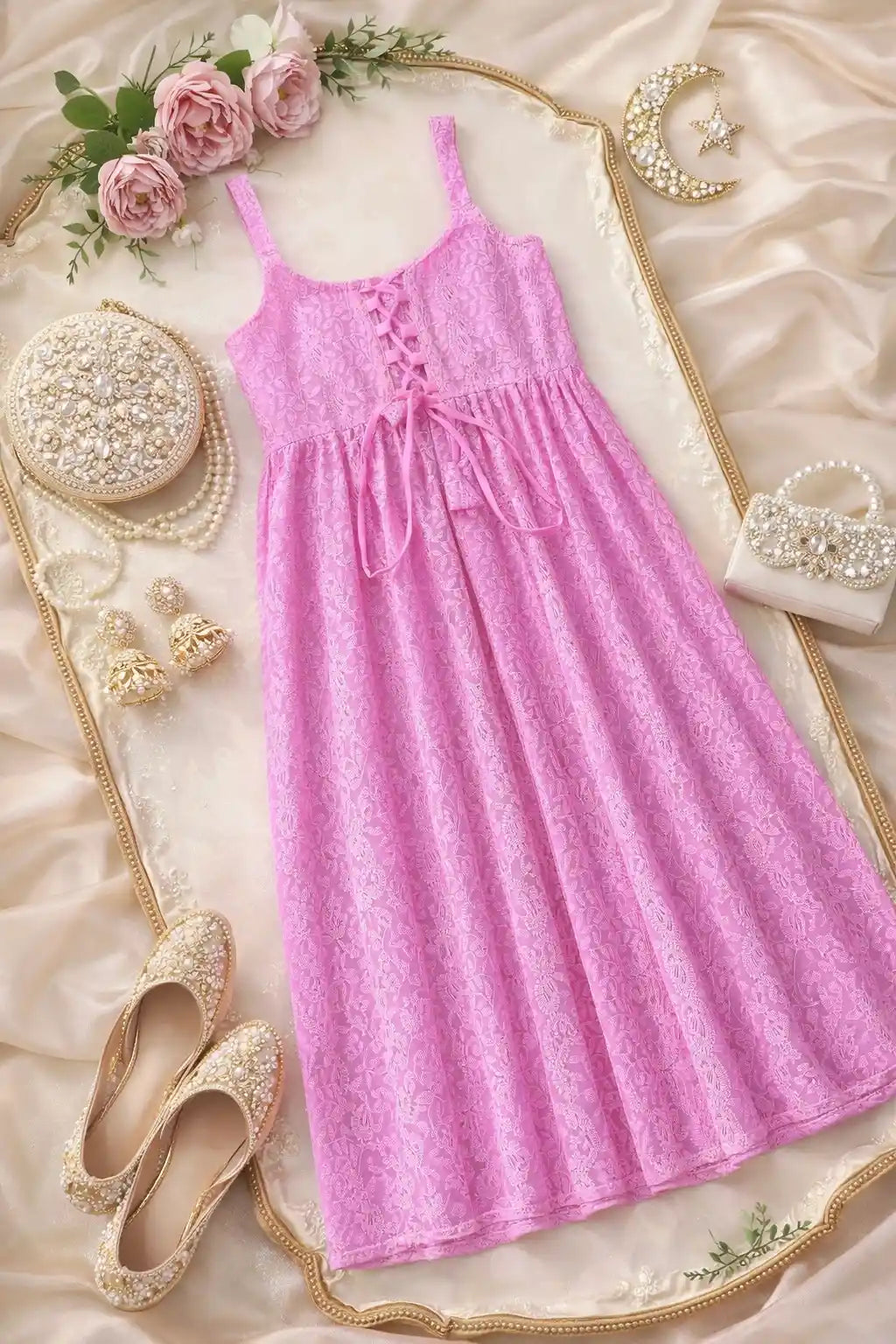 Blush Pink Dori Gulnaz Embroidered Kurta