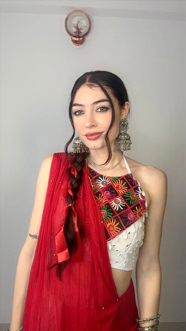 Kutch Mirror Work Halter Blouse