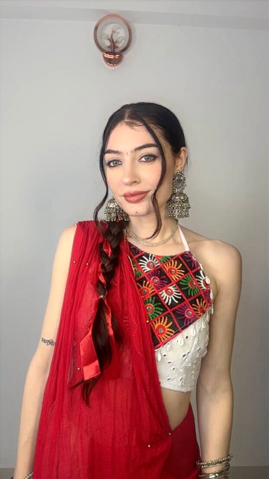 Kutch Mirror Work Halter Blouse