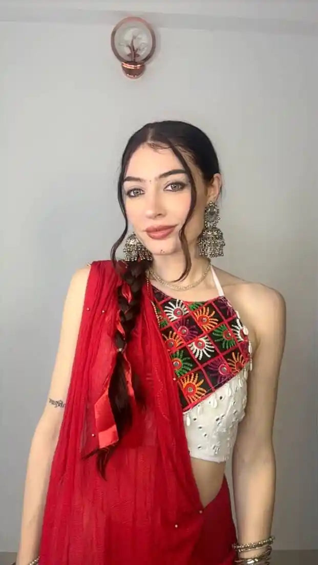 Kutch Mirror Work Halter Blouse