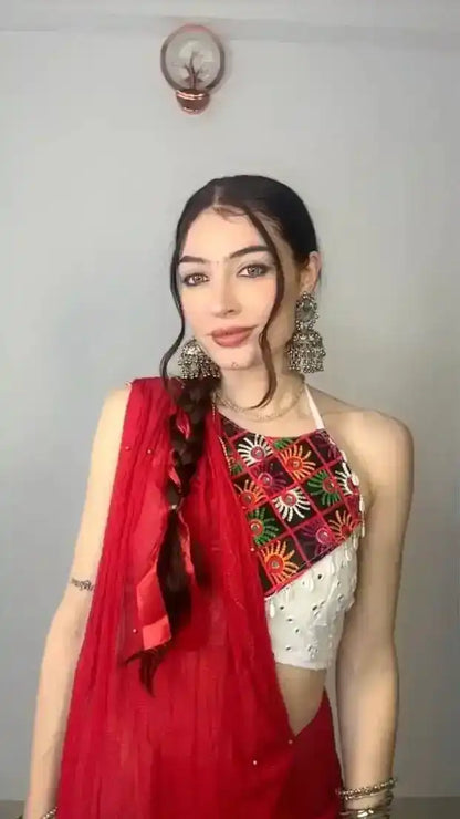 Kutch Mirror Work Halter Blouse - Passion for Fashion by Shivani