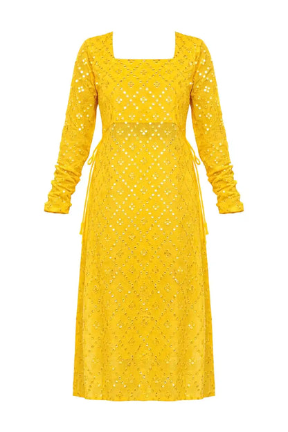 Amber Yellow Mirror Gulnaz Kurta