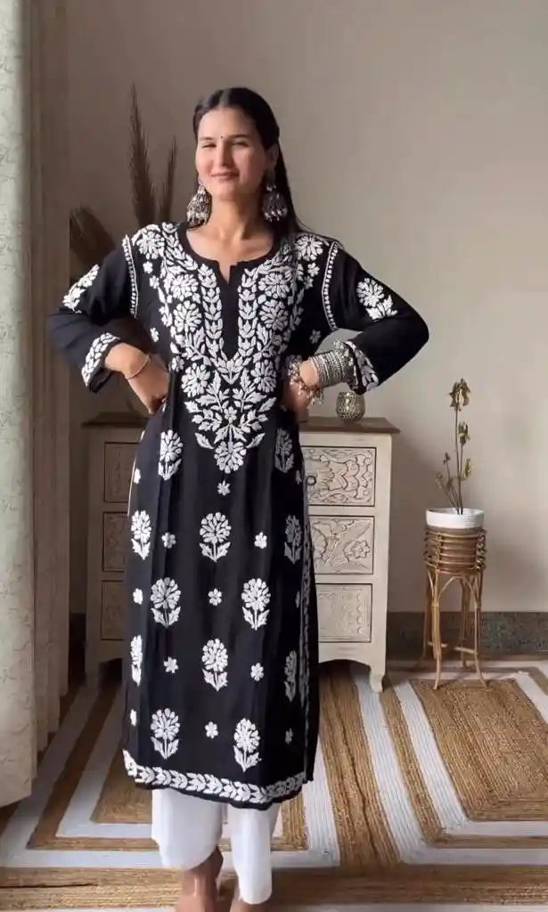 Swati’s Black Gulzar Chikan Kurta